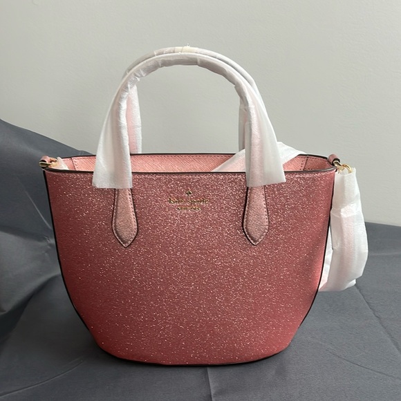 kate spade Handbags - Kate Spade Glitter Glimmer Small Zip Satchel Crossbody Bag Mitten Pink Holiday